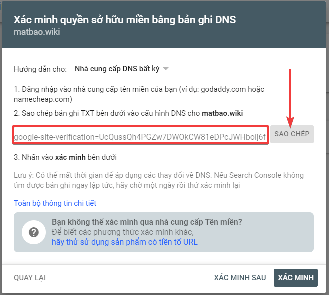 Truy cập vào tài khoản Google Search Console đã xác minh quyền sở hữu tên miền website của bạn.