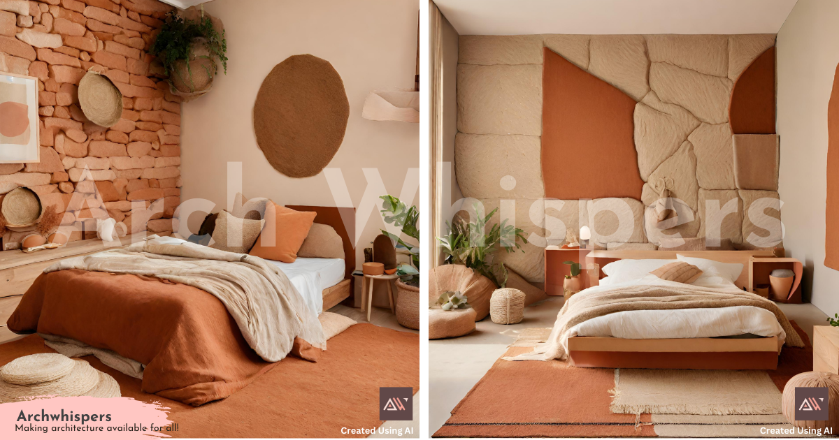 A Beautiful Earth-Inspired Bedroom With Terracotta & Gravel Accents