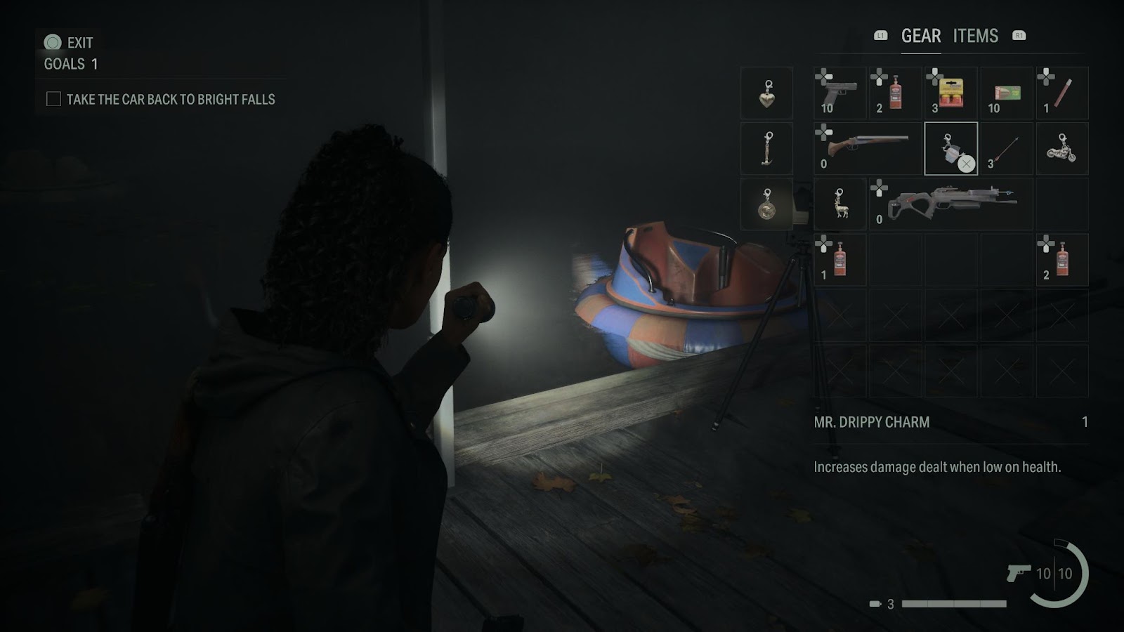 An in game screenshot of Mr. Drippy Charm from Alan Wake 2. 