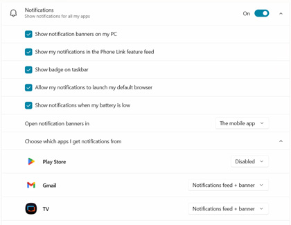 Notifications tab displaying various notification preferences on a Windows 11 PC