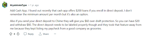 A person on Reddit suggests specific apps like SoLo funds. 