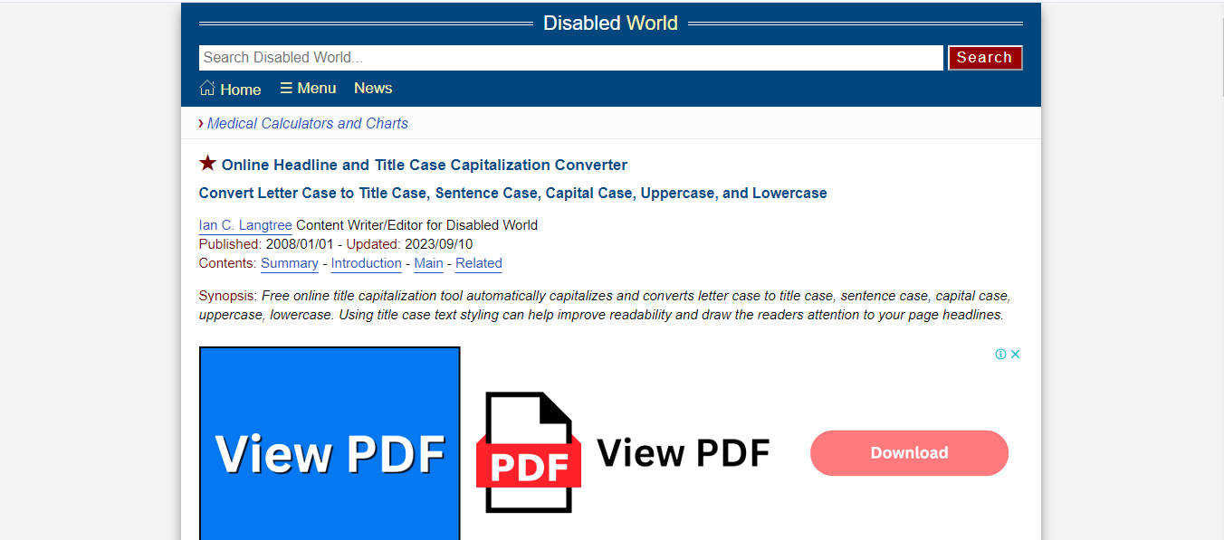 Disabled World's Title Capitalization Tool