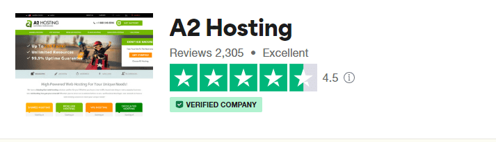 A2 Hosting Trustpilot reviews