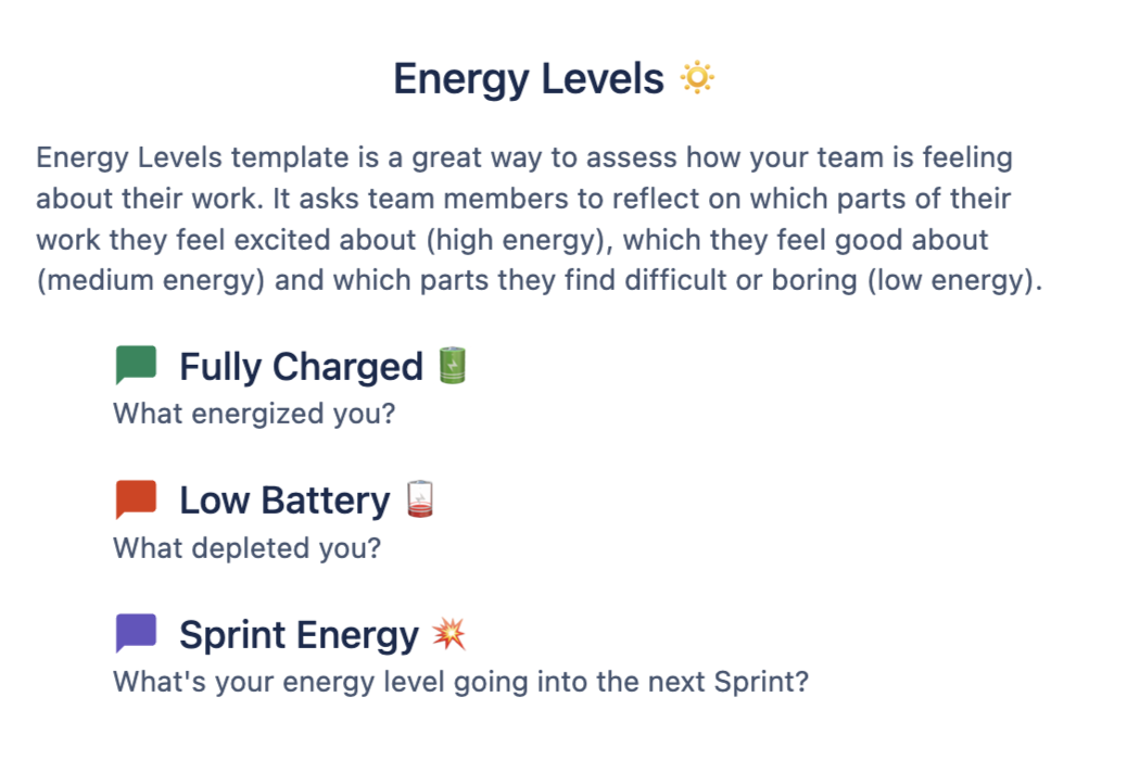 Energy Levels Retrospective Meeting Template