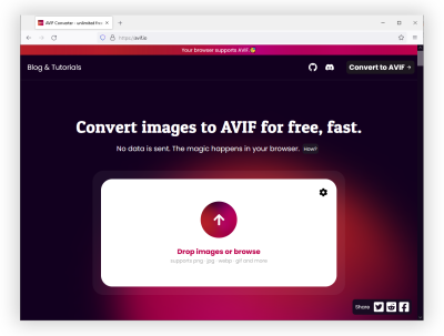 A screenshot of AVIF Converter website