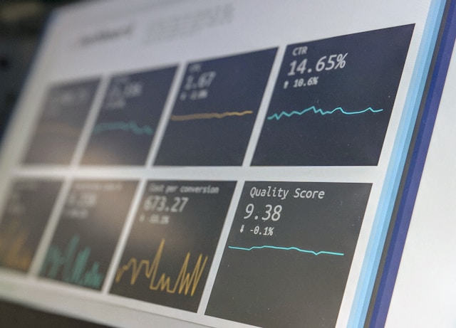 A screen with a monitoring chart