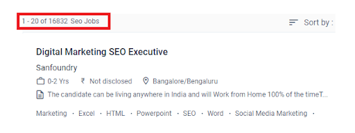 seo courses in bangalore - job statistics