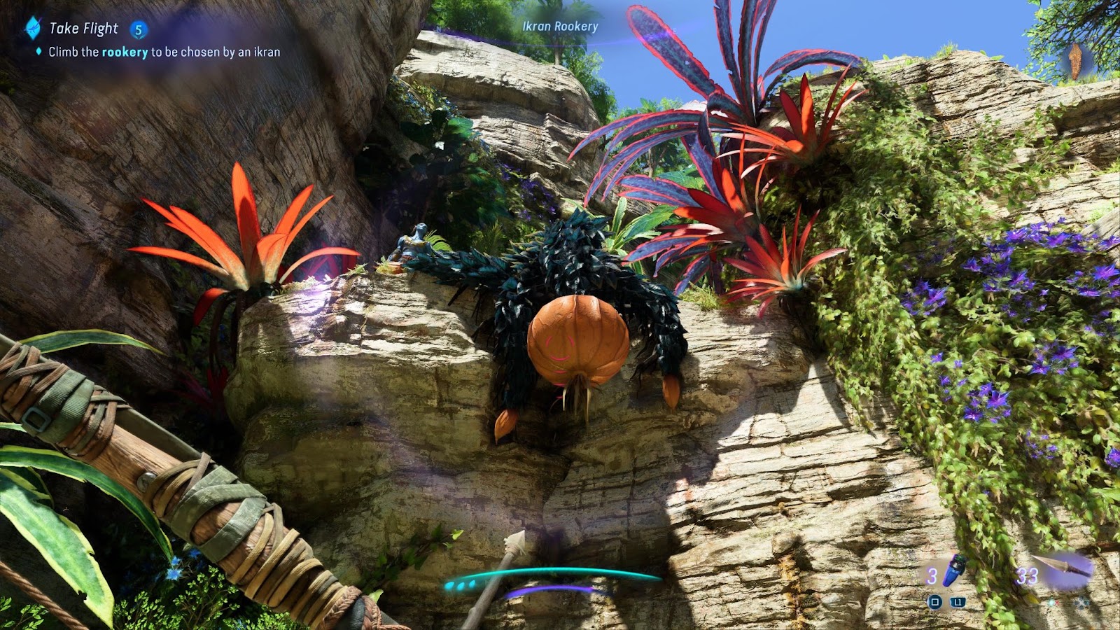 An in game screenshot of a Lift Vine pod in Avatar: Frontiers of Pandora