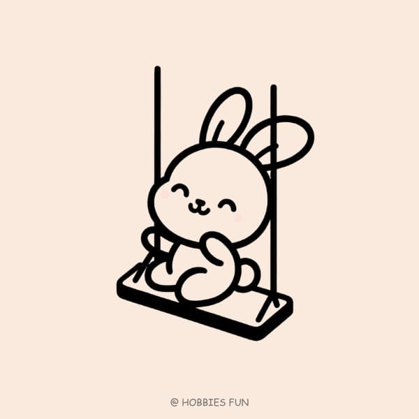 drawing of bunny, Bunny on Swing