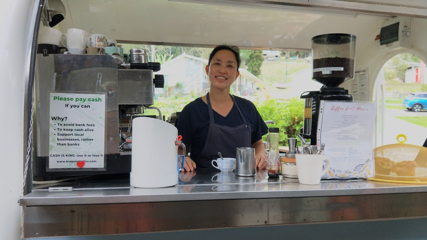 Euhnee in coffee cart