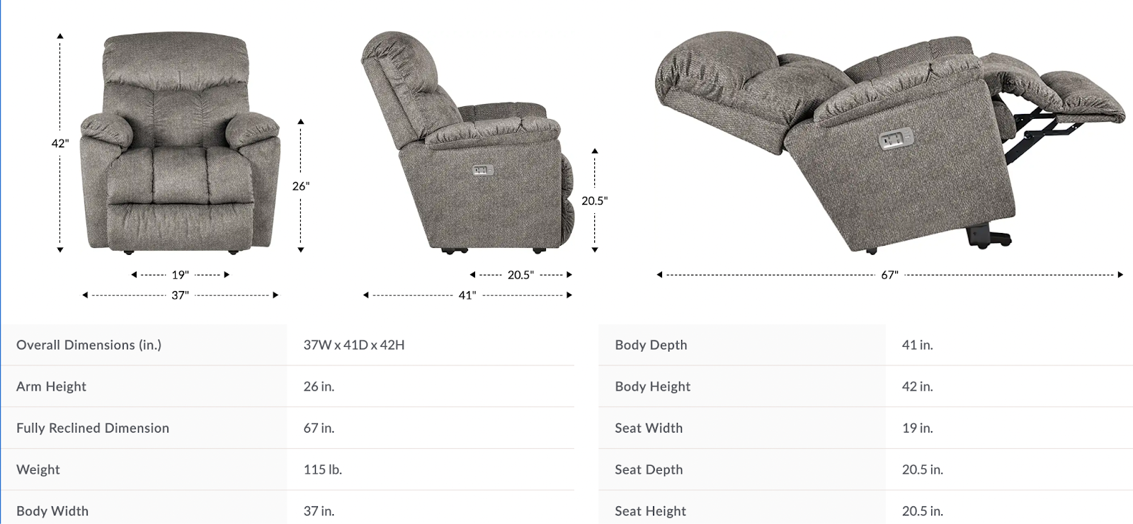 morrison power wall recliner w/ headrest & lumbar