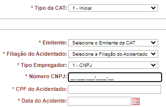 número do CNPJ para a CAT