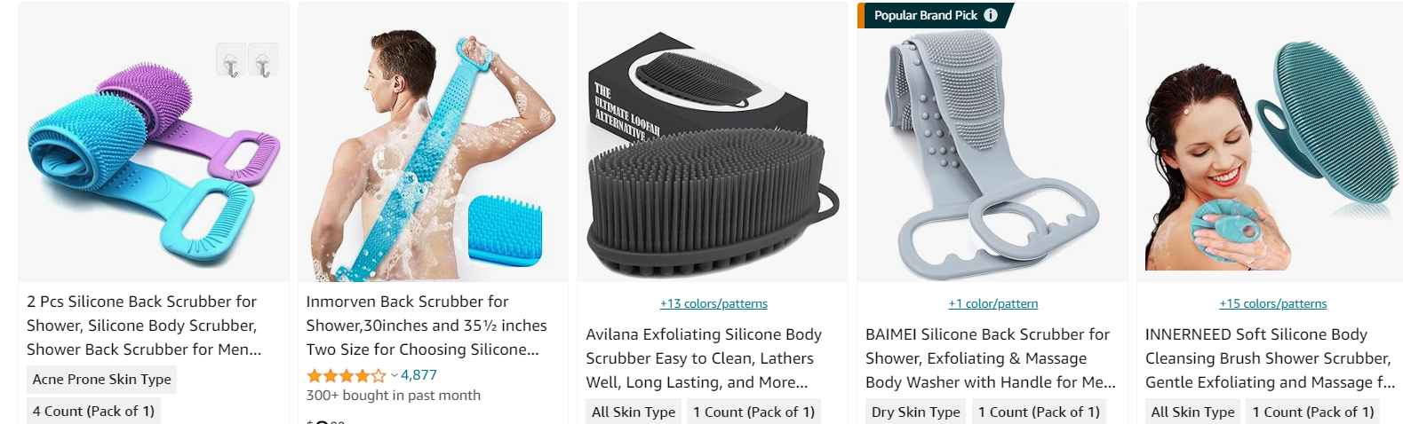 A multi-tool for body cleaning, exfoliation, and moisturizing, including different types.