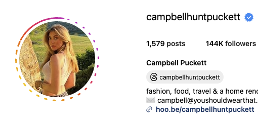  Screenshot of Campbell’s Instagram page
