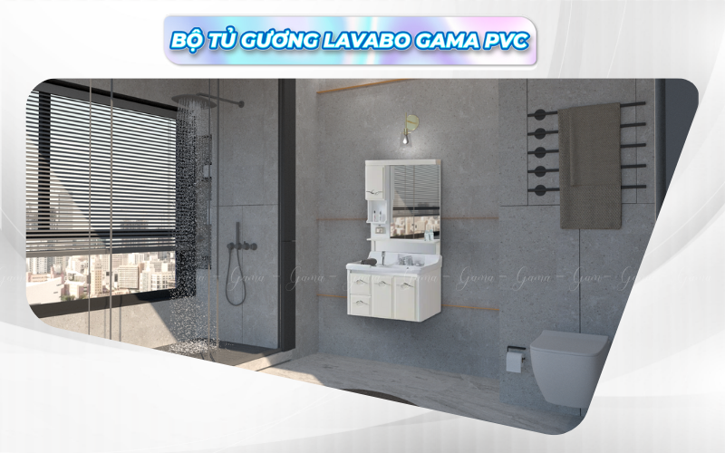 Bộ tủ gương Lavabo GAMA cao cấp GMLT638