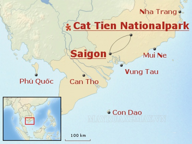 Vườn quốc gia Cát Tiên cách Sài Gòn khoảng 150km (Ảnh internet)
