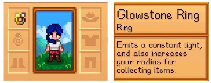 Equipping Glowstone Ring
