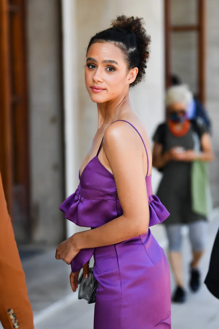 Picture of  Nathalie Emmanuel showing off her natural curls for the gorgeous hairstyle