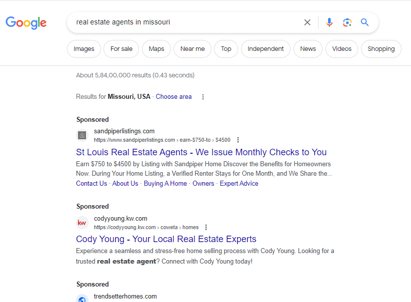 google search ads sample