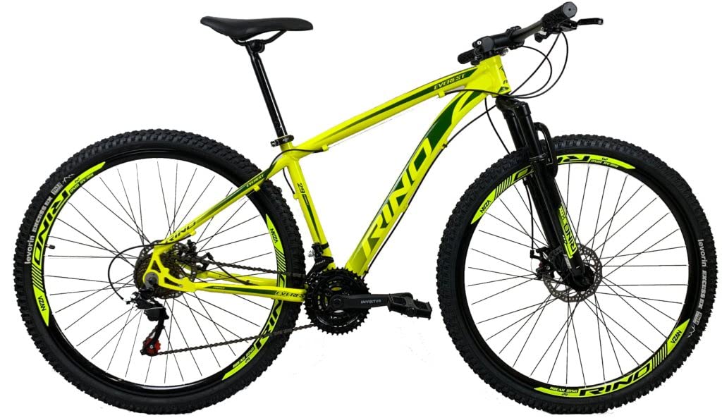 Bicicleta Aro 29 RINO EVEREST 24V - Cambios Index Amarelo Neon 15
