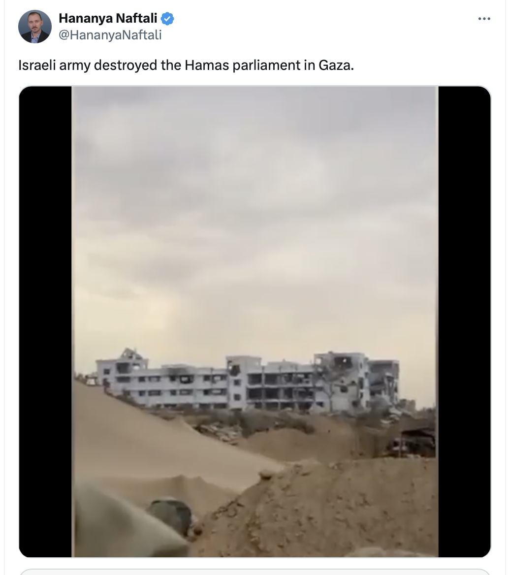 الفيديو منشور منذ نوفمبر الفائت على أنّه لتدمير مبنى المجلس التشريعي الفلسطيني في غزة