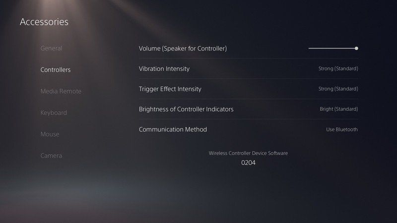 Choose Controller and select Brightness of Controller Indicators