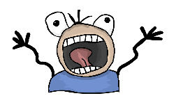 A cartoon of a person with mouth open