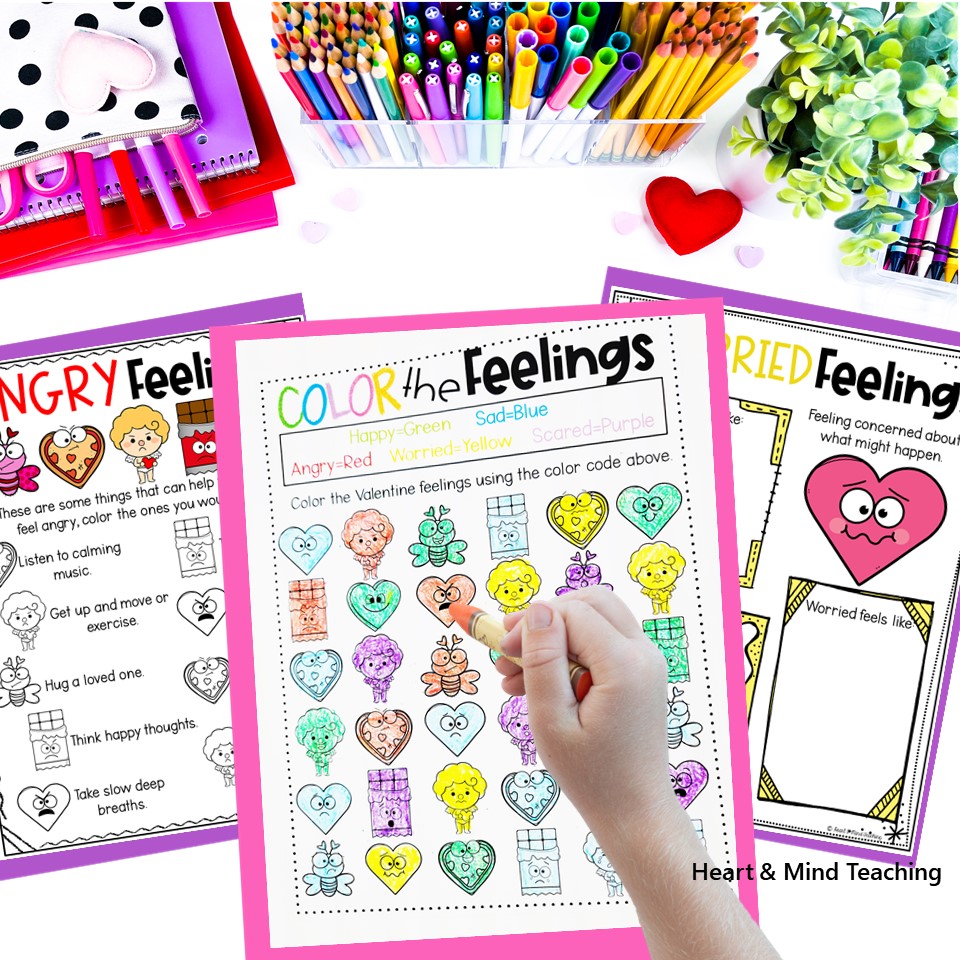 color the feelings valentine's day SEL activity