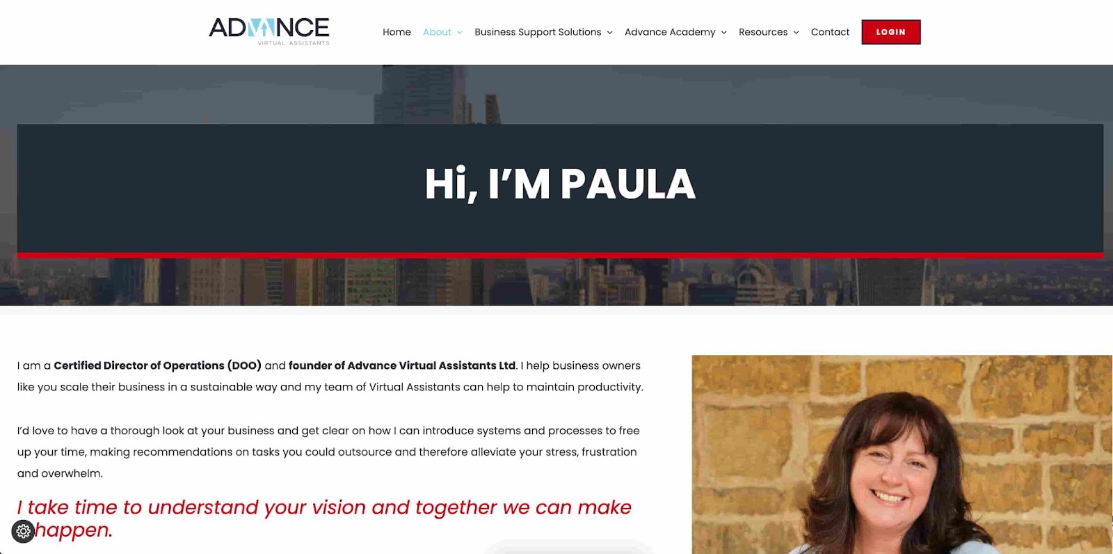Advance virtual assistant website example