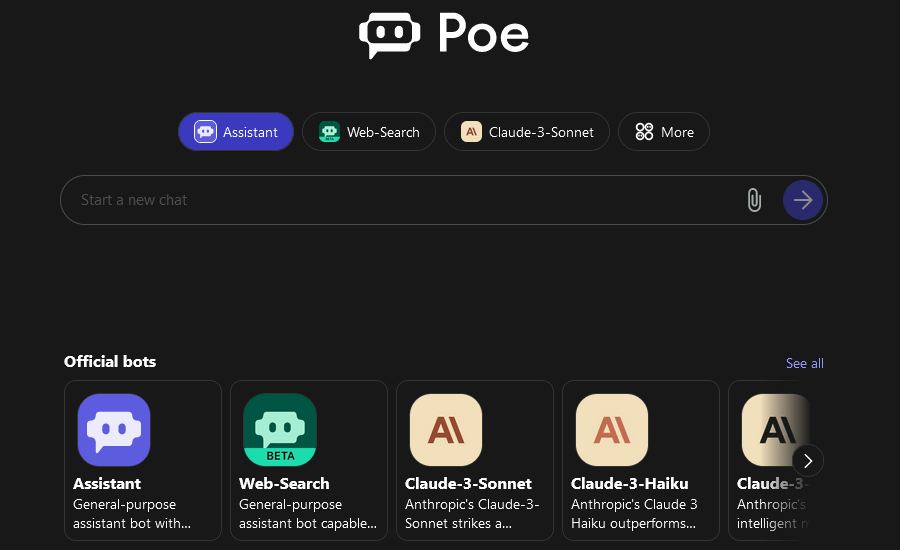 Poe – Diverse AI Interactions