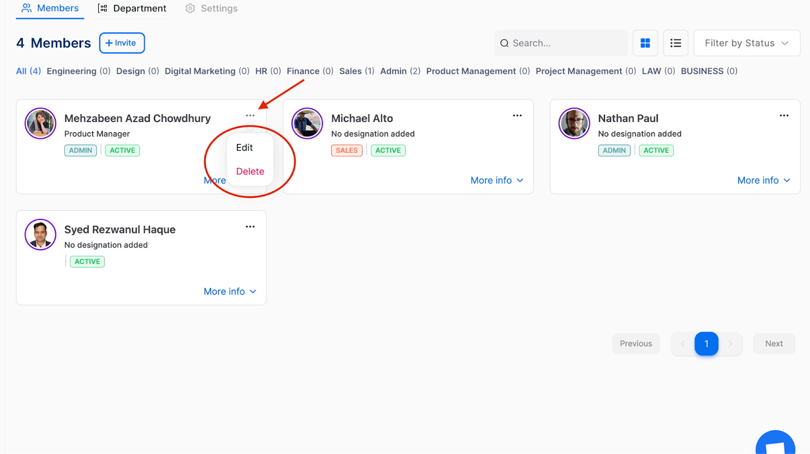 member dashboard