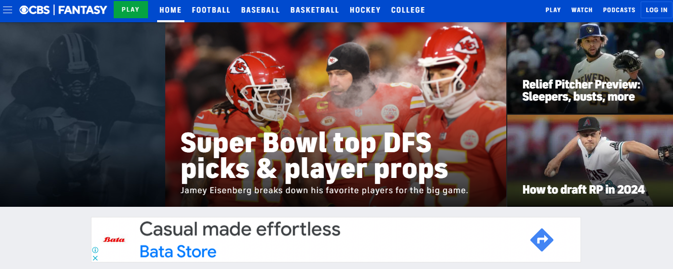 CBS Fantasy Sports Game App