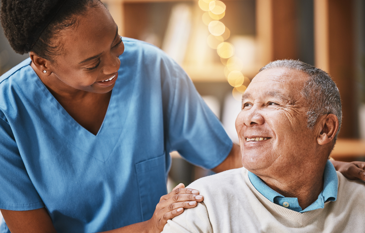 Nurse smiling with senior