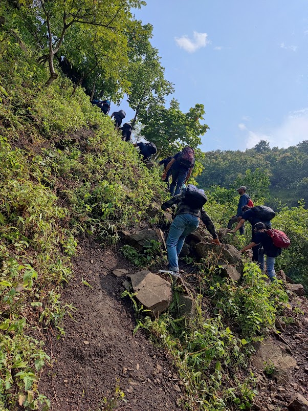 The uneven and steep terrain