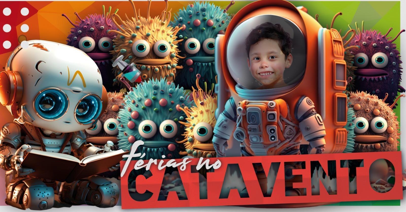 Banner do evento "Férias no Catavento", parte da programação infantil em São Paulo