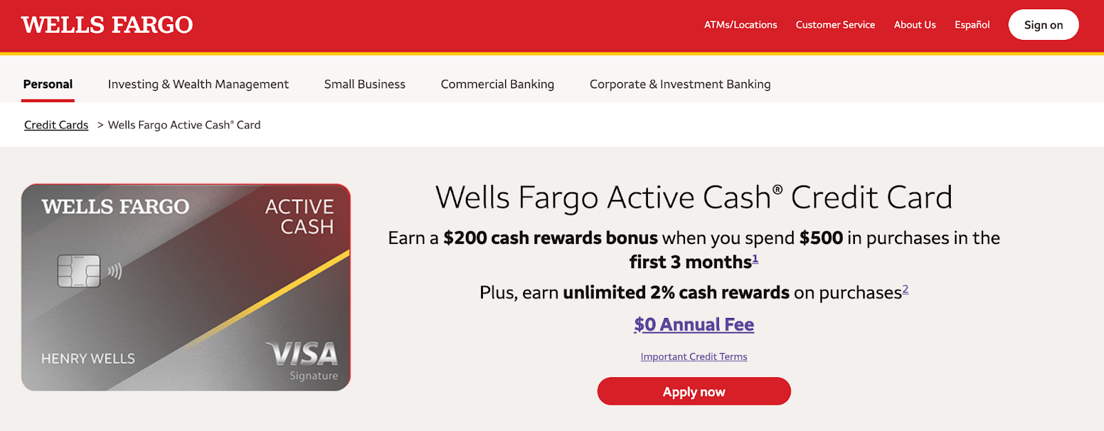 Wells Fargo Active Cash® Credit Card