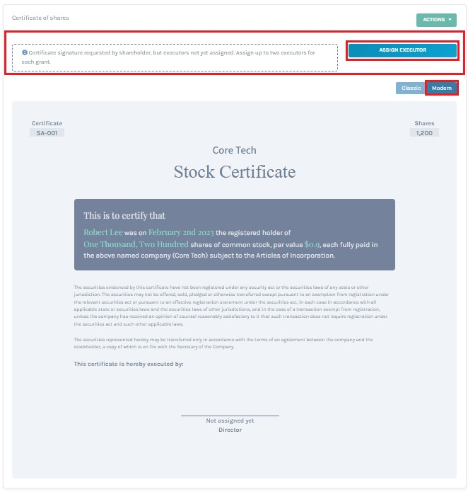 share certificate 