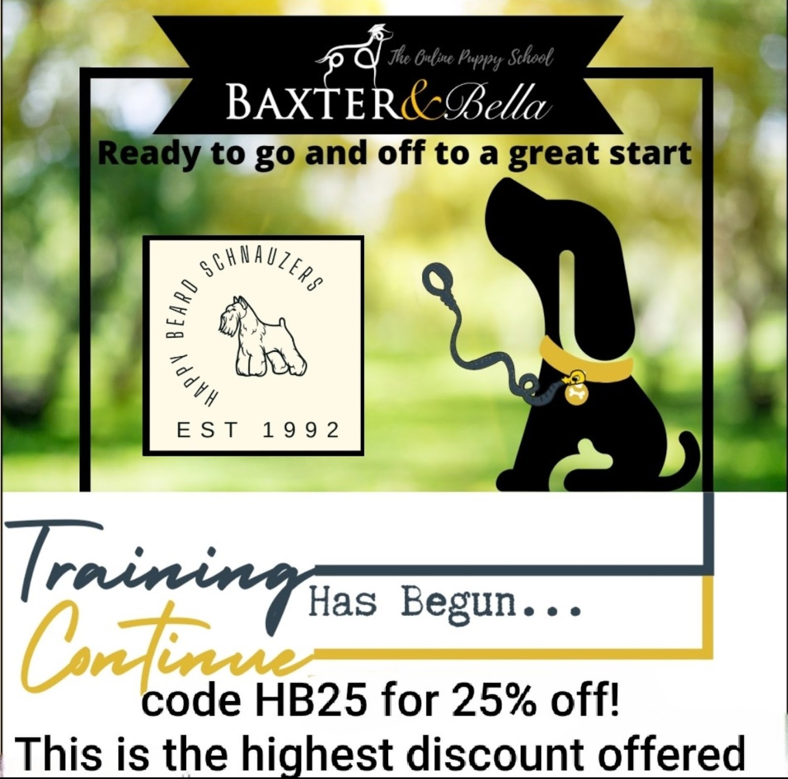 Baxter & Bella training program 25% off their program discount code HB25