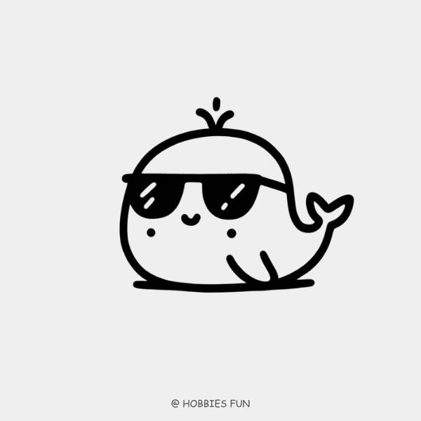 Cool whale drawing, Whale with Sunglasses
