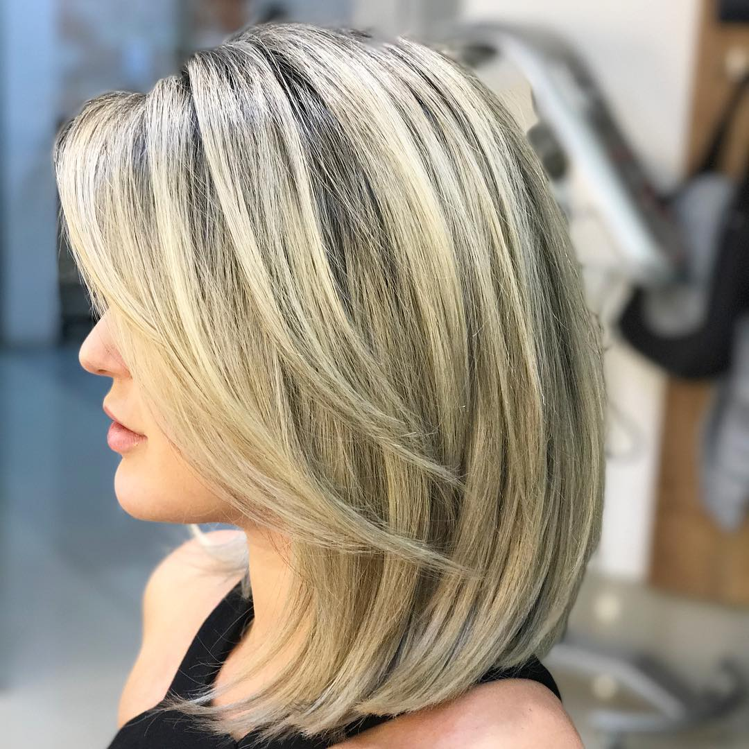 Blonde A-line Lob with Face-Framing Layers Shoulder Length Hairstyles
