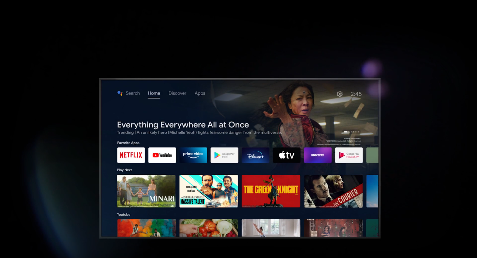 Screenshot of Android TV homepage from Android TV website