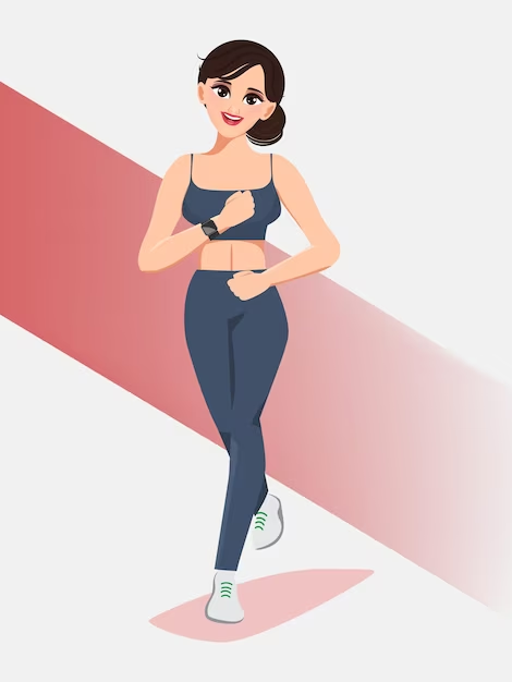 Cartoon of a Cute, Young, and Physically Fit Female