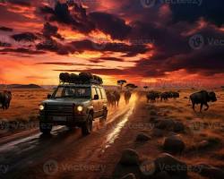 Image of photo of a safari in the Serengeti plains