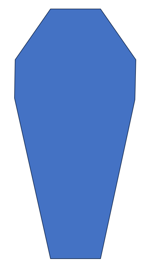 Outline for cutting wedge of brie into a coffin shape that was used