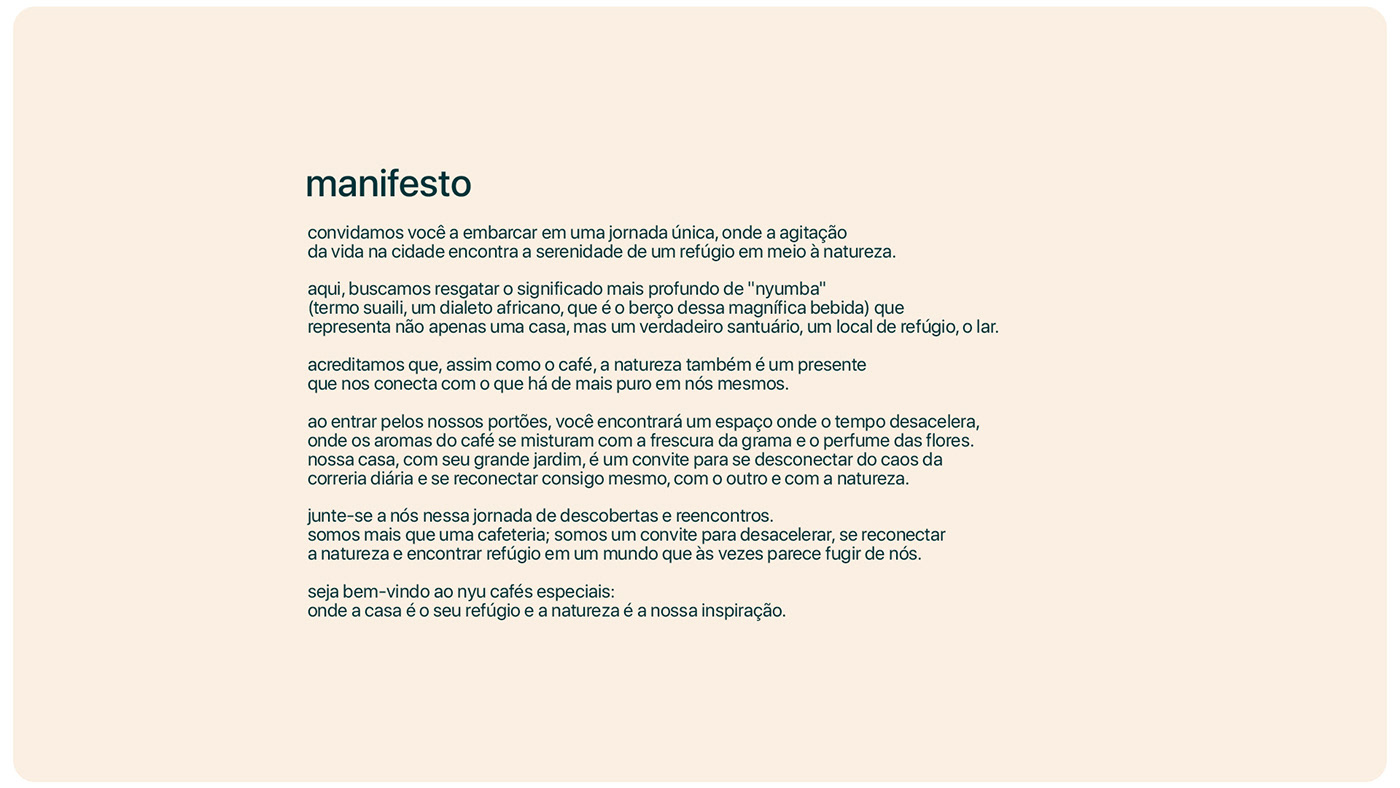 manifesto da marca da nyu cafés especiais