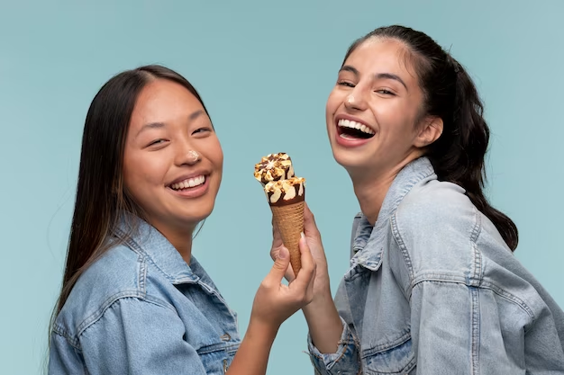 Two Friends Sharing Ice Cream and Happiness