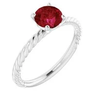 14K White Lab-Grown Ruby Ring