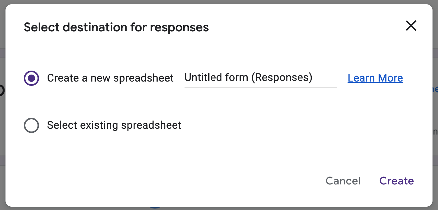 Create a new spreadsheet