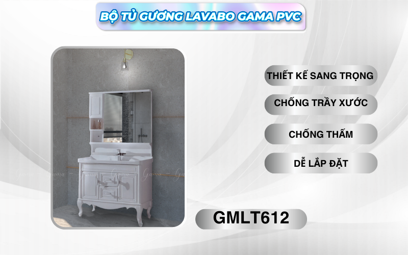 Bộ tủ gương Lavabo GAMA cao cấp GMLT612