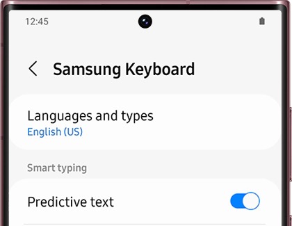 Samsung Keyboard settings on a Galaxy phone